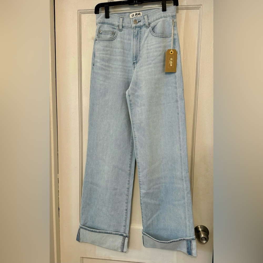 Le Jean Column Jean with cuff, sunbleached wash, size 25, NWT